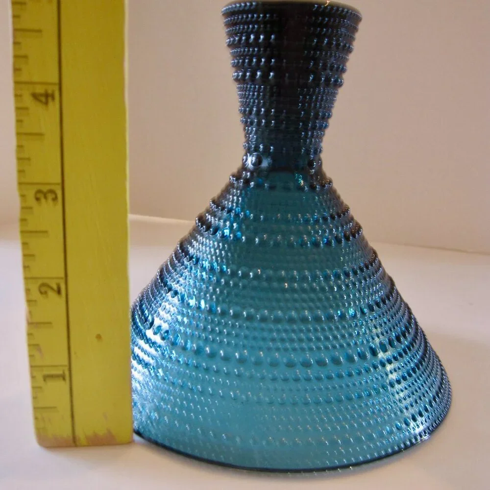 West Elm Beaded Jupiter Hobnail Peacock Blue Martini Glasses 11.5 oz Set of 4